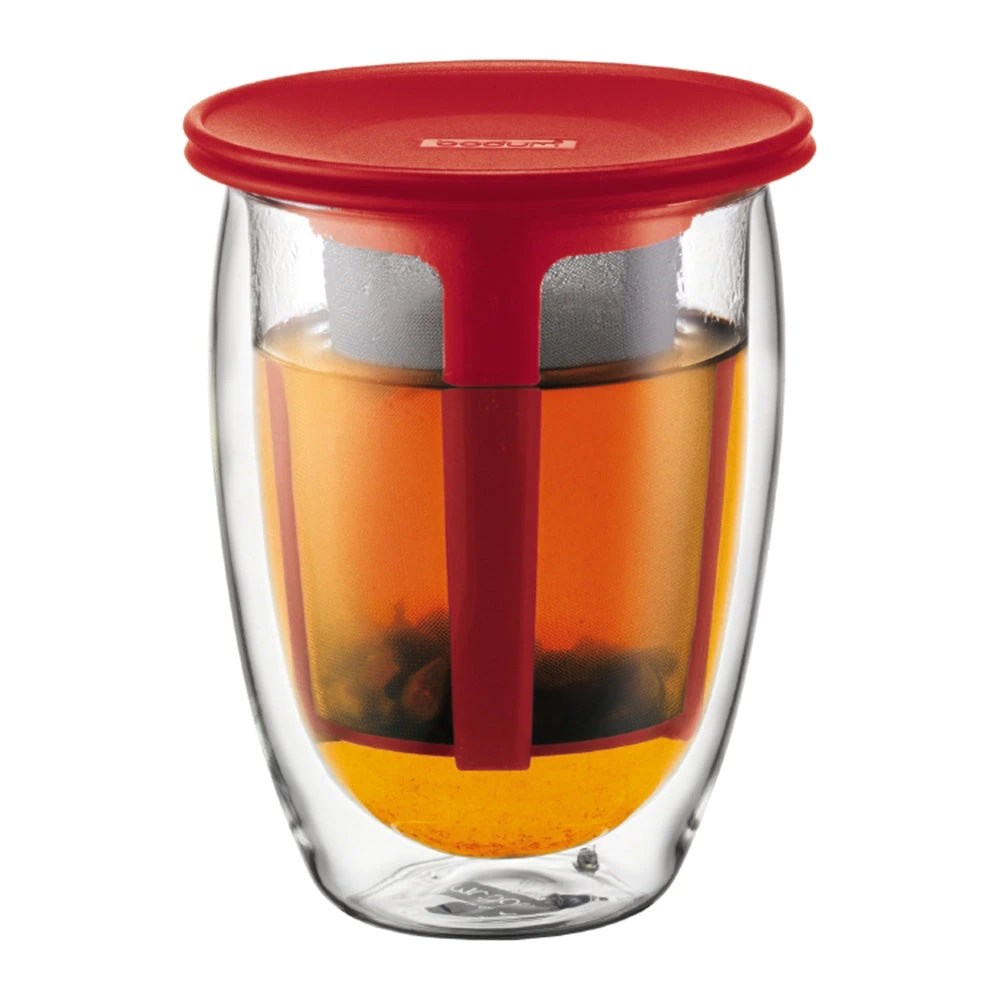 Bodum 12oz Tea For One With Strainer In Red 1 Bodum 12oz Tea For One With Strainer In Red