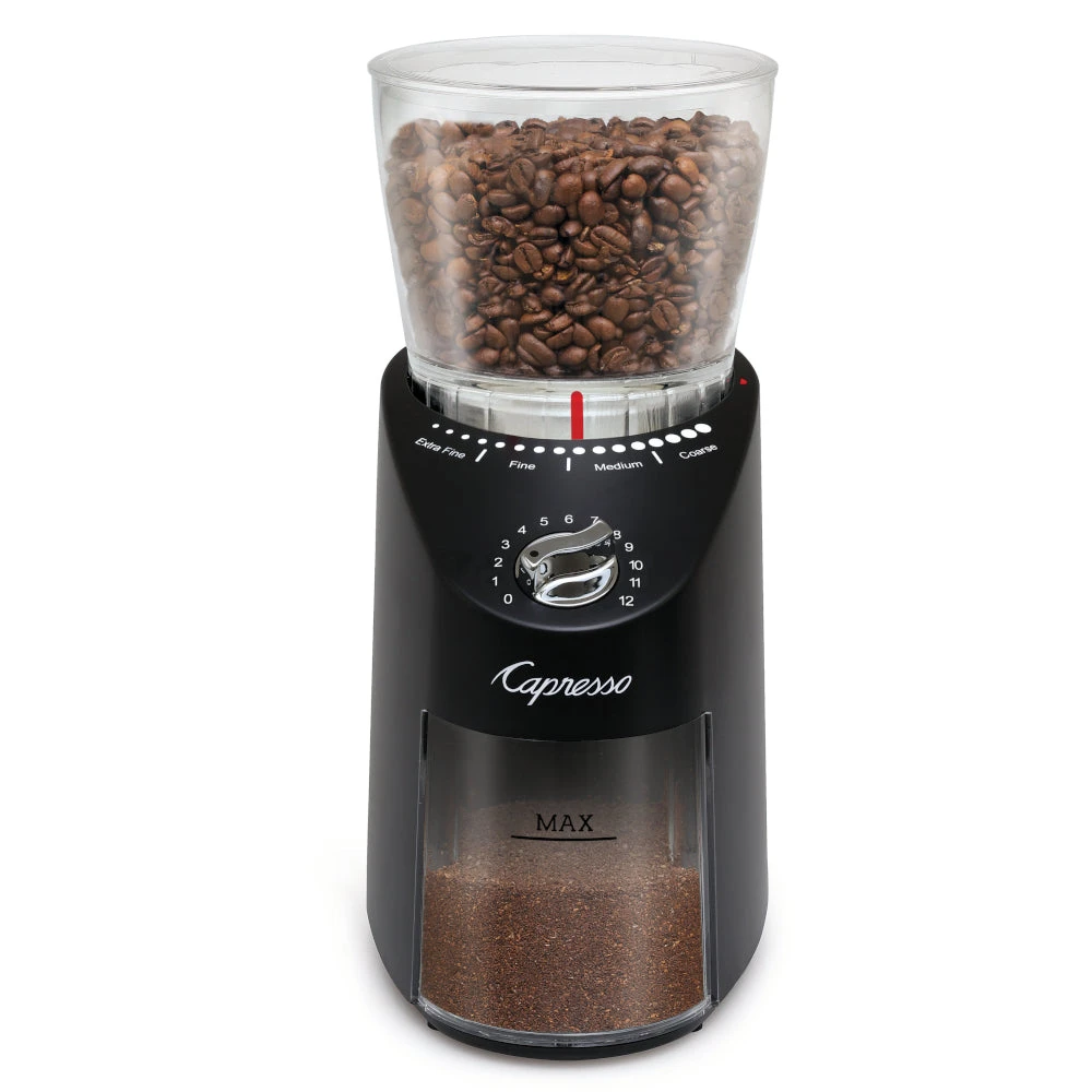 Capresso Infinity Plus Conical Burr Coffee Grinder In Black 1 Capresso Infinity Plus Conical Burr Coffee Grinder In Black