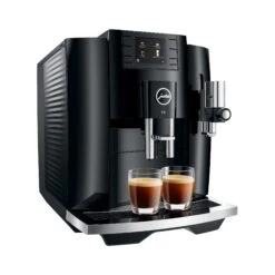 JURA E8 Espresso Machine - Piano Black (NAA) -Coffee Discount Store E8 Piano Black NAA leftprofle 2xespresso square