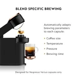 Nespresso Vertuo Next Premium Espresso Machine By DeLonghi - Black Rose Gold -Coffee Discount Store ENV120BBlendSpecificBrewing