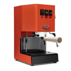 Gaggia Classic Evo Pro Espresso Machine In Lobster Red With Tiger Maple