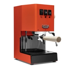 Gaggia Classic Evo Pro Espresso Machine In Lobster Red With Tiger Maple -Coffee Discount Store GACLASSICEVOPROORGTM Lobster Maple Single EVO 1153