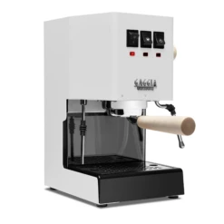 Gaggia Classic Evo Pro Espresso Machine In Polar White With Tiger Maple
