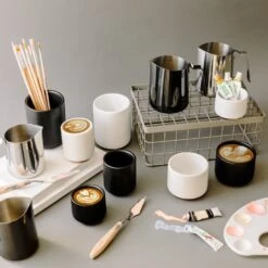 Fellow Eddy Steaming Pitcher 12oz - Graphite 8 Fellow Eddy Steaming Pitcher 12oz - Graphite -Coffee Discount Store MontyEddyxLatteArt FullLineUp PSD 2