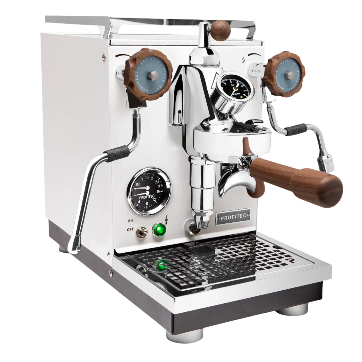 Profitec Pro 400 Espresso Machine In Matte White With Flow Control And Walnut 1 Profitec Pro 400 Espresso Machine In Matte White With Flow Control And Walnut