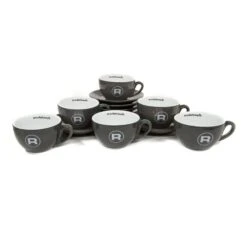 Rocket Espresso 6 Piece Cappuccino Cup And Saucer Set - Grey -Coffee Discount Store RECAPCUP6PCGRY 0499