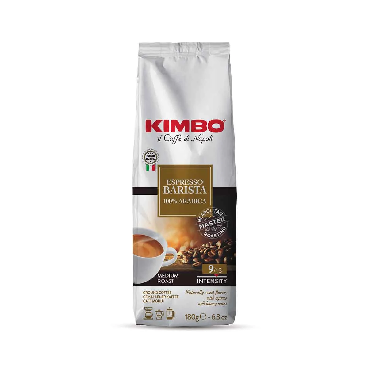 Kimbo Il Caffe Di Napoli Espresso Barista 100% Arabica Ground 180g - Bag 1 Kimbo Il Caffe Di Napoli Espresso Barista 100% Arabica Ground 180g - Bag