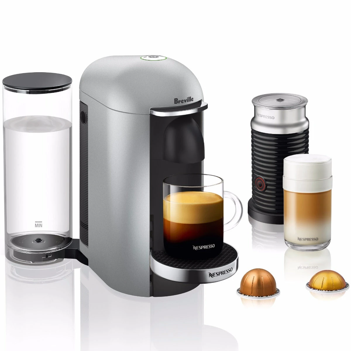 Nespresso VertuoPlus Deluxe And Aeroccino Bundle In Silver 1 Nespresso VertuoPlus Deluxe And Aeroccino Bundle In Silver